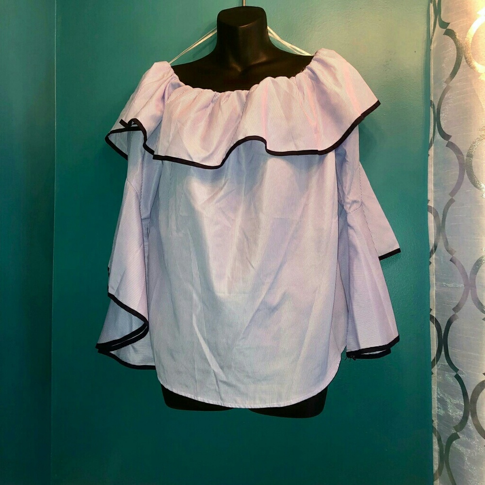 Bell Sleeve Soft Blue Top